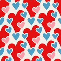 Playful Valentines Hearts Red Pink Blue tapeta