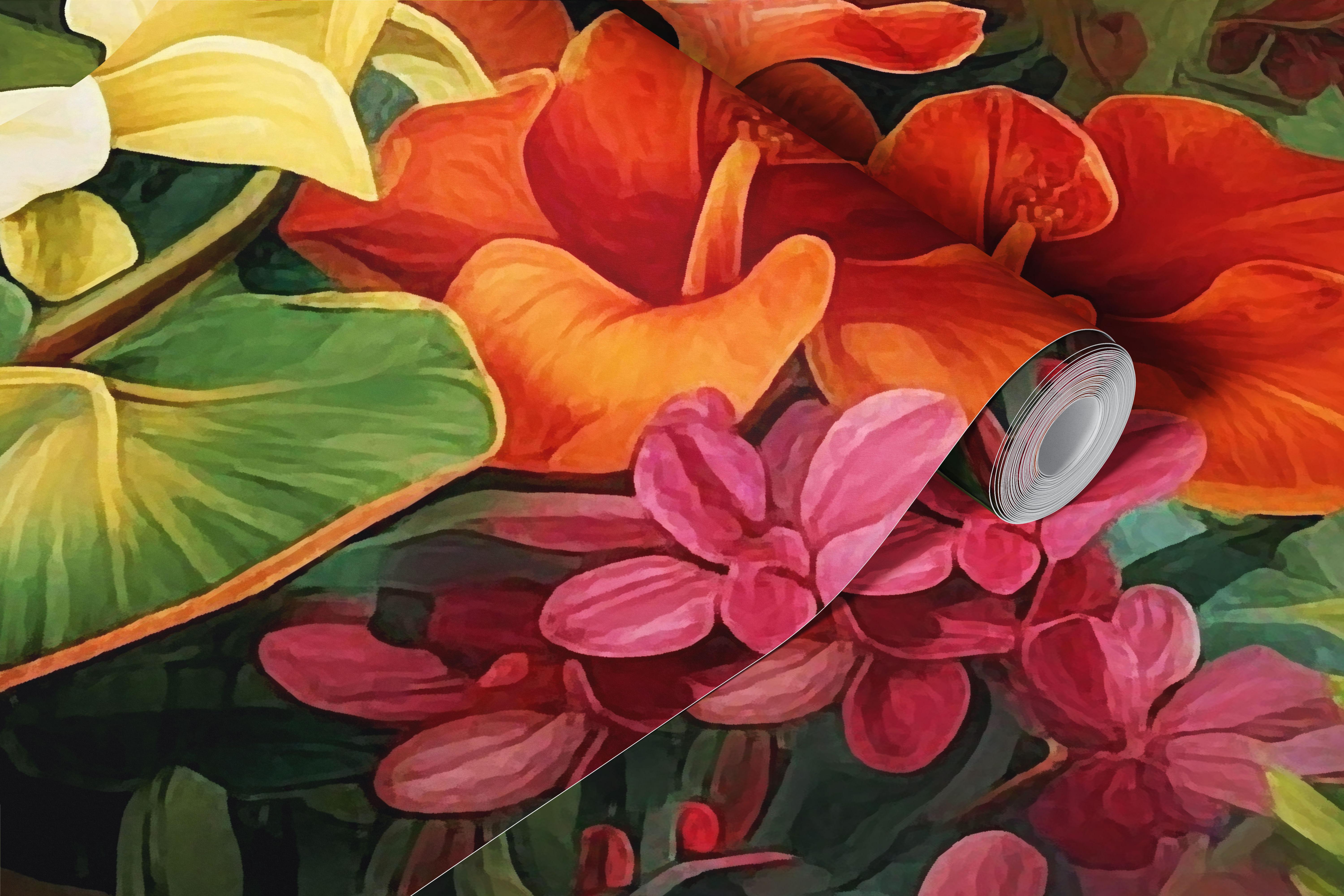 Tropical Blossom Escape wallpaper in a room