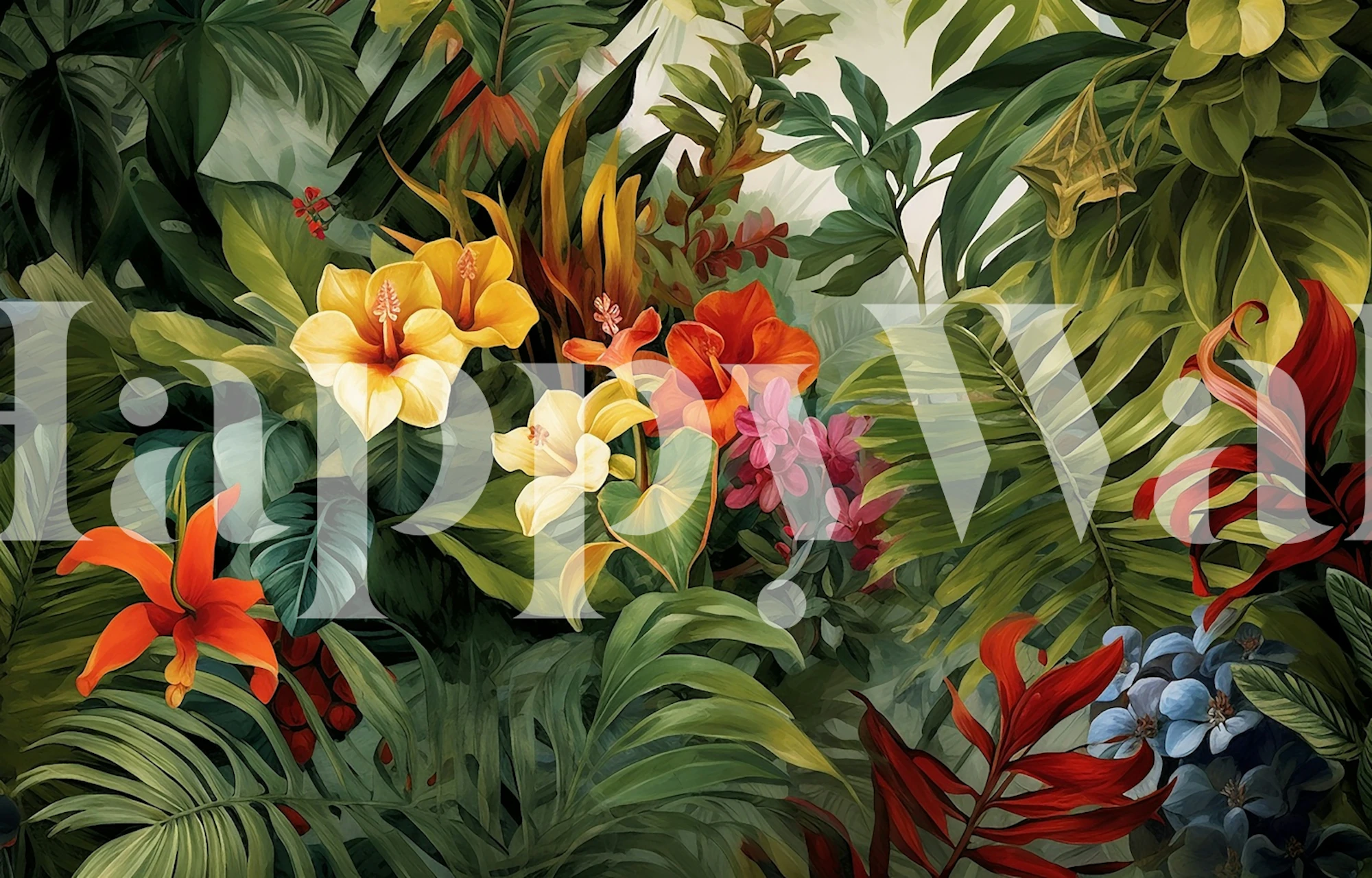 Tropical Blossom Escape wallpaper in a room