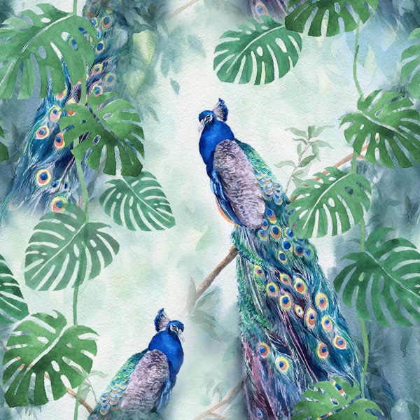 Lush Botanical Peacock Artwork