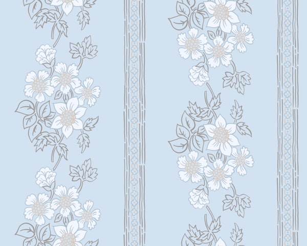 Spring folk floral stripe light blue