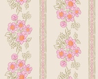 Spring folk floral stripe pink tapete