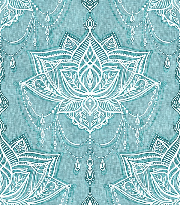 Delicate Textured Art Deco Doodle Soft Teal
