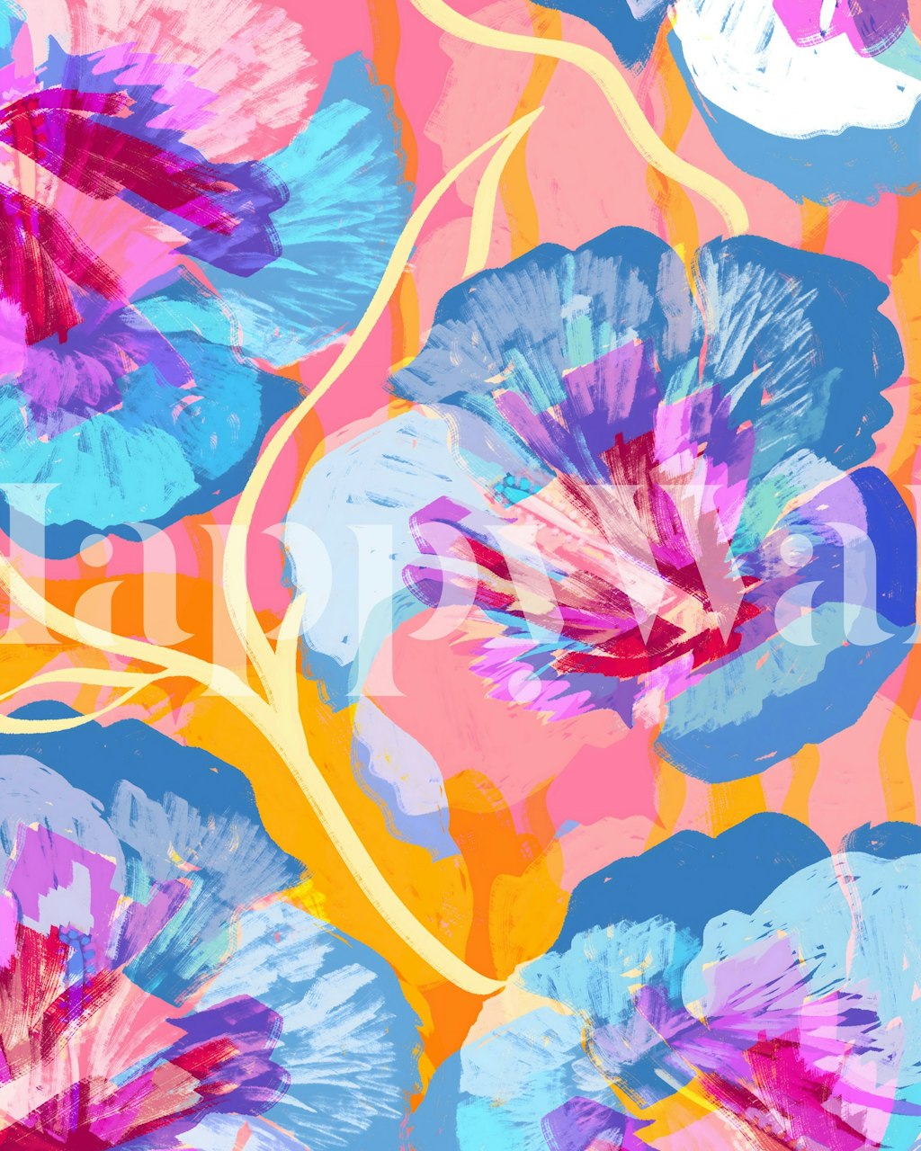 Vibrant blomster tapet i et rum