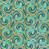 Mermaid Rococo Stylized Ocean Waves Teal tapet