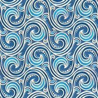 Mermaid Rococo Stylized Ocean Waves Blue tapet