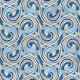 Mermaid Rococo Stylized Ocean Waves Blue