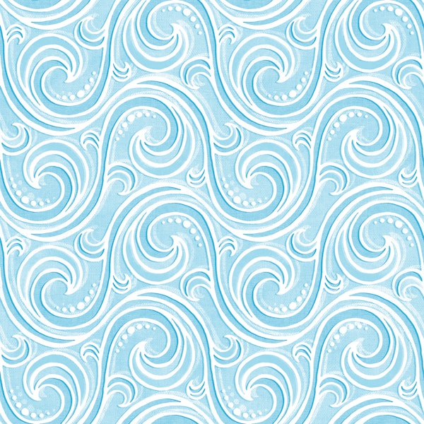 Mermaid Rococo Pale Blue Stylized Waves
