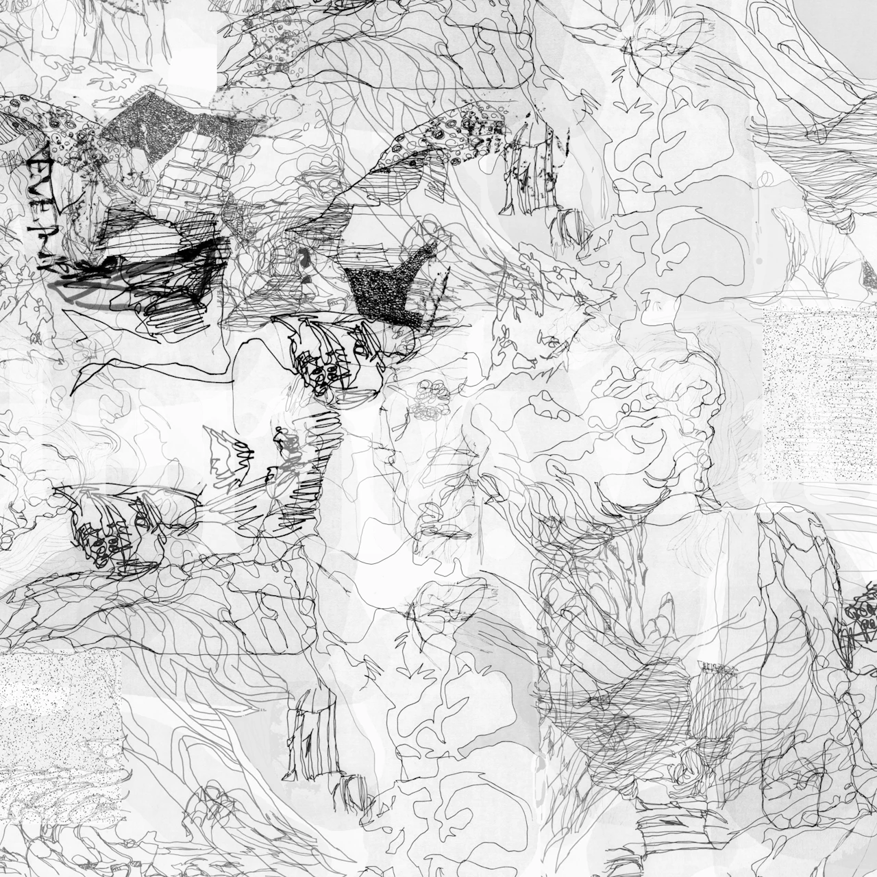 Monochrome artistic maze wallpaper in a room