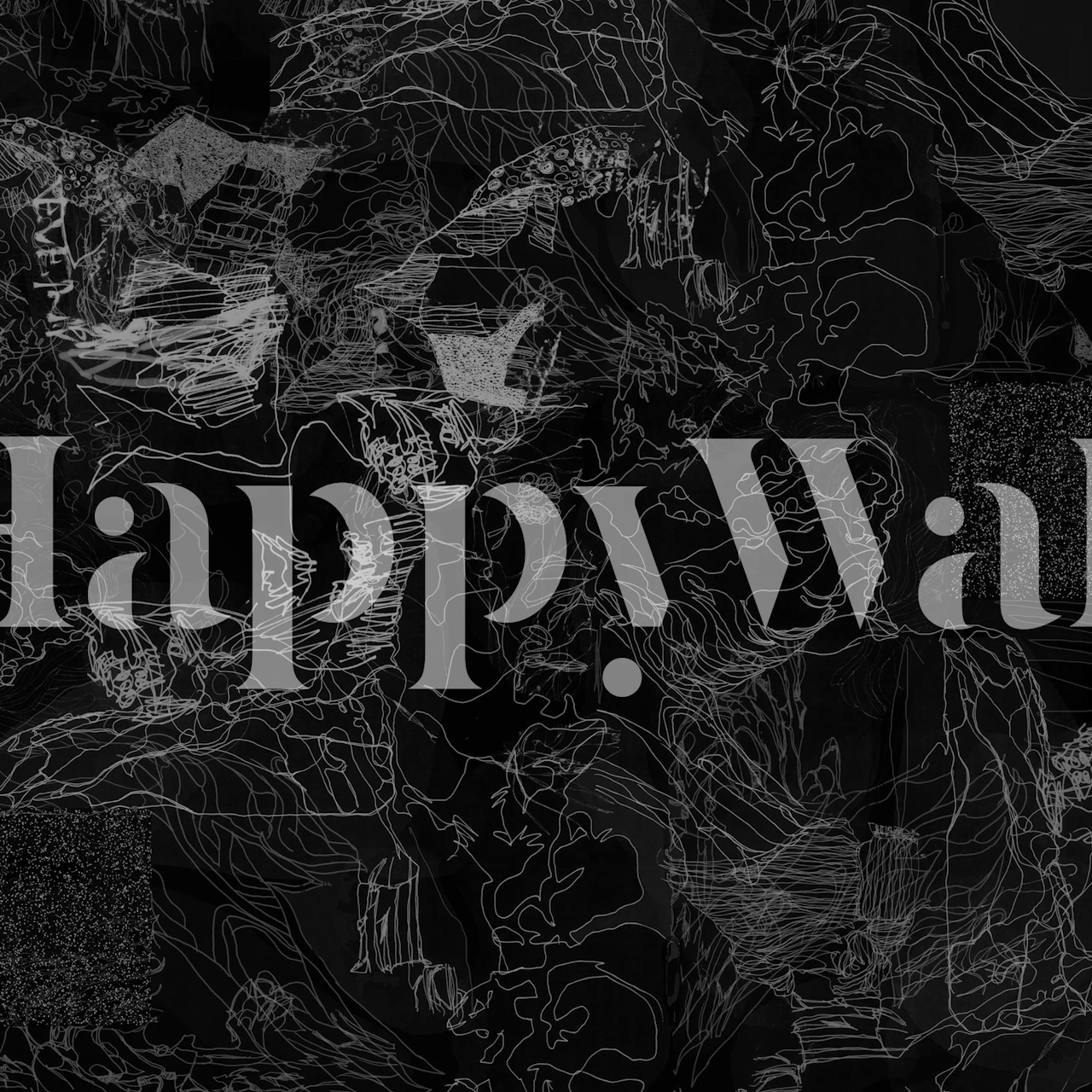 Black abstract line art wallpaper with intricate patterns