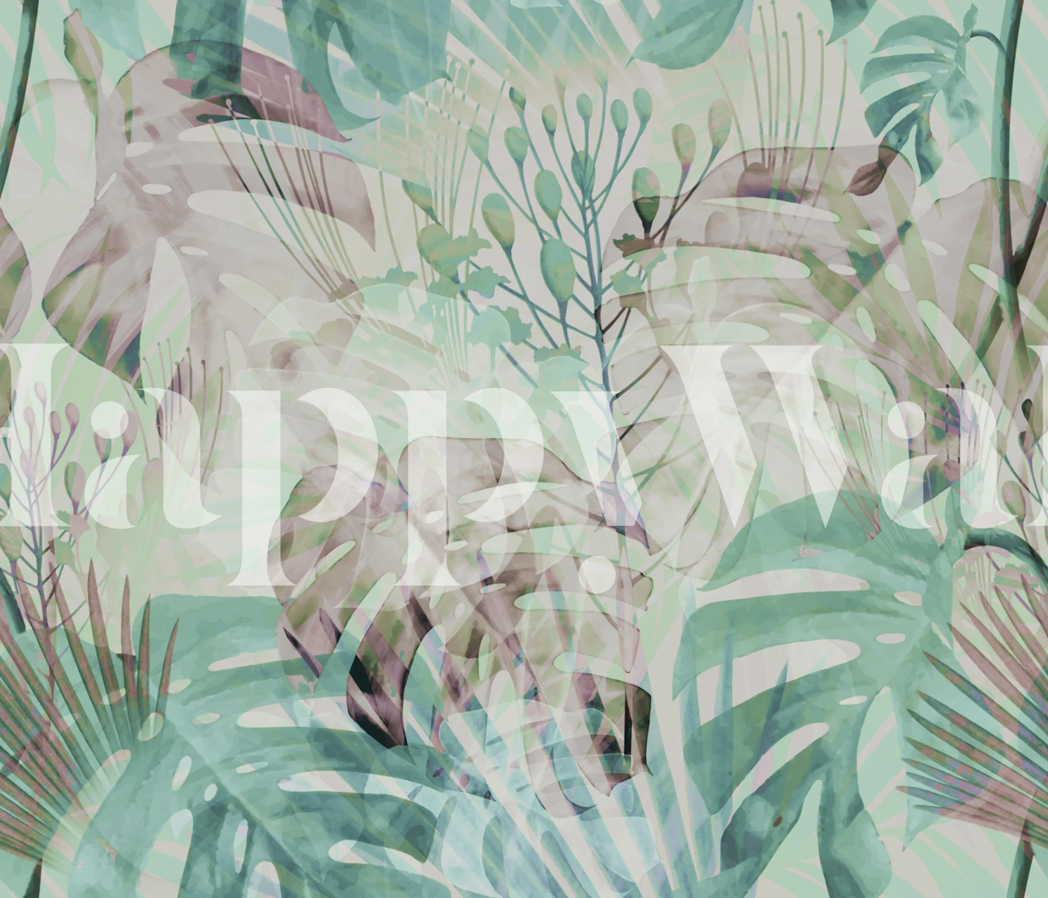 Monstera Pastel wallpaper in a room