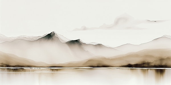 Landscape Minimal Ink Water Brown Grey