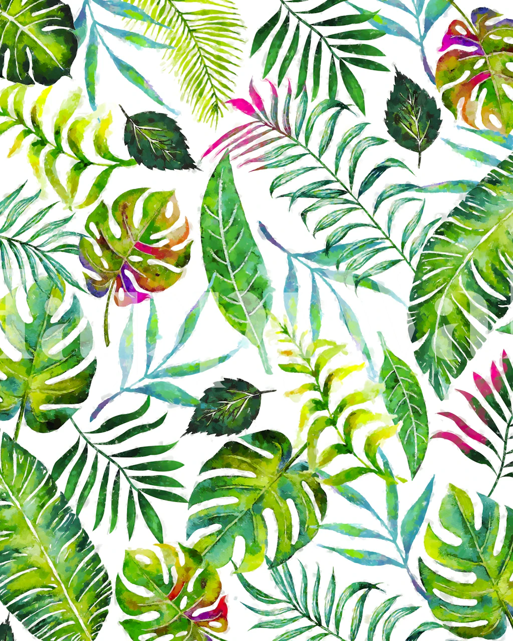 Tropical flora wallpaper in a styled room