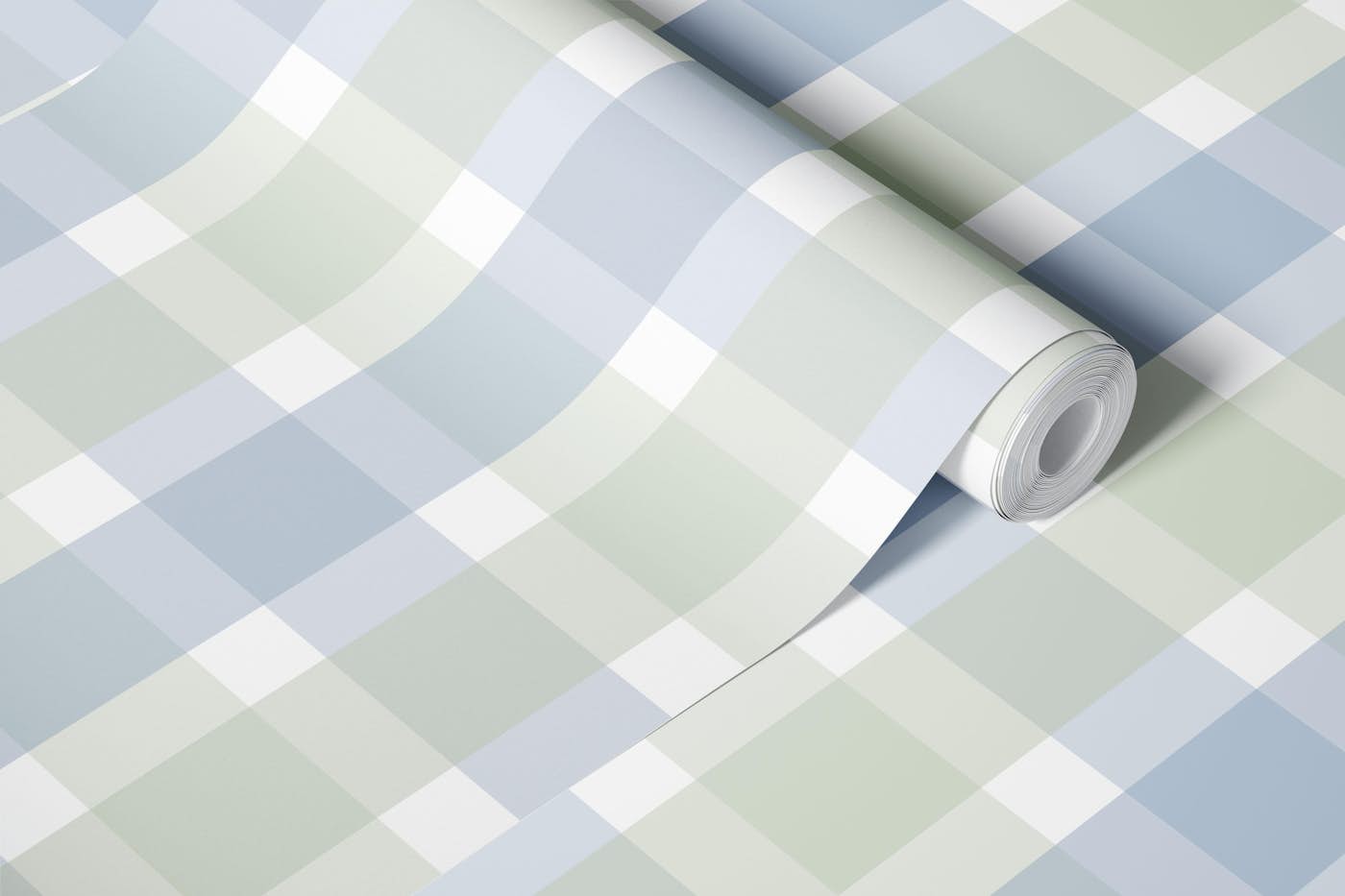 Rustic Plaid Sage Green And Powder Blue wallpaper roll