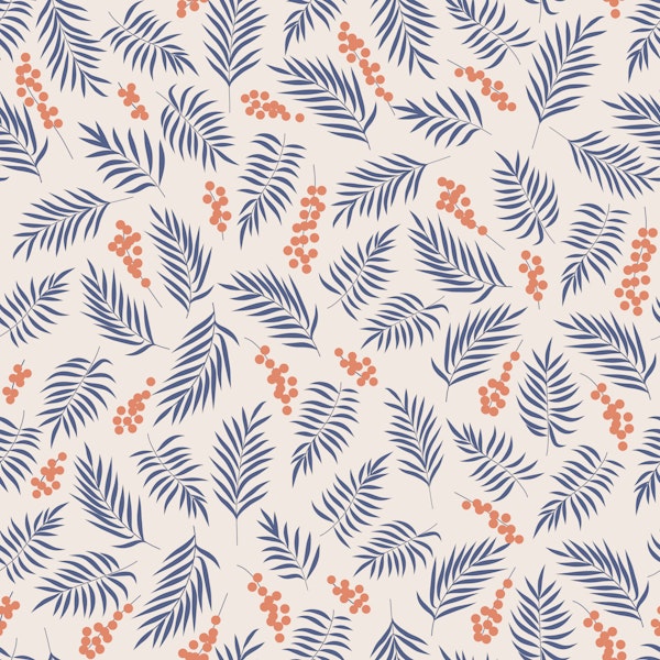 Winter Mistletoe Leaves and Berries Pattern