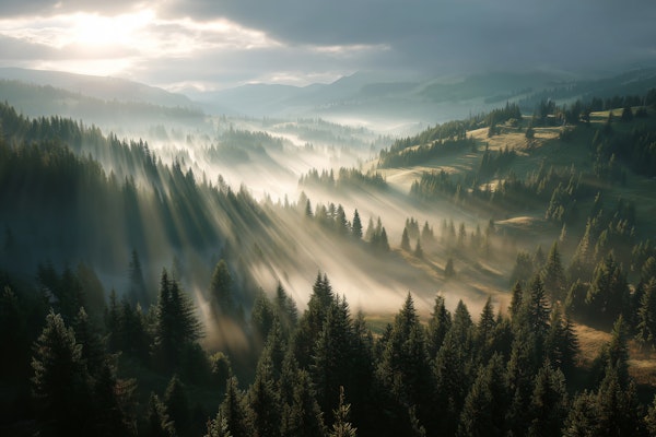 Morning Light in Woods