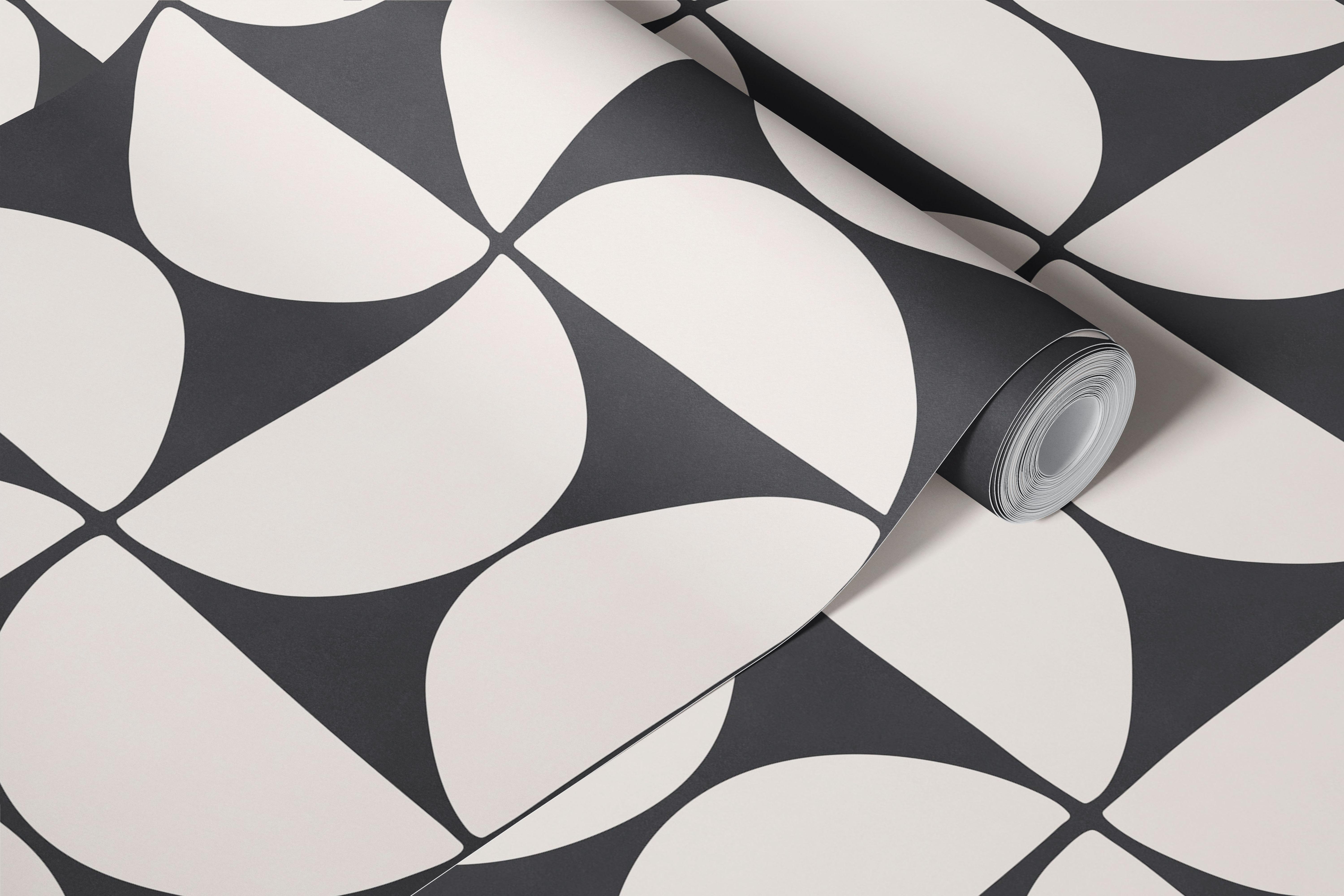 Retro Bauhaus geometric black and white wallpaper