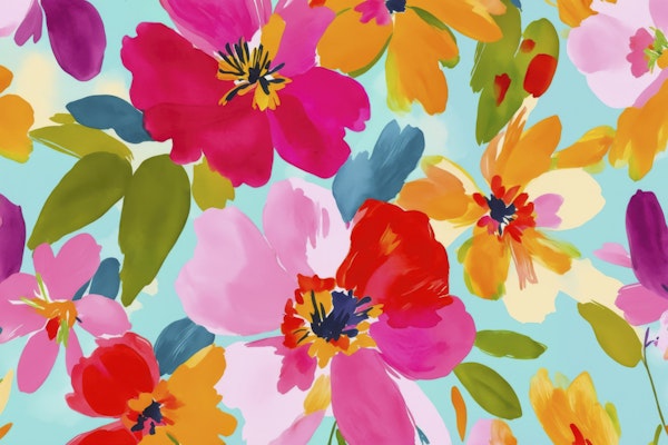 Summer Flowers Turquoise Garden