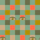 Peekaboo Retro Eyes Checkerboard Mint Green