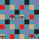 Peekaboo Retro Eyes Checkerboard Baby Blue