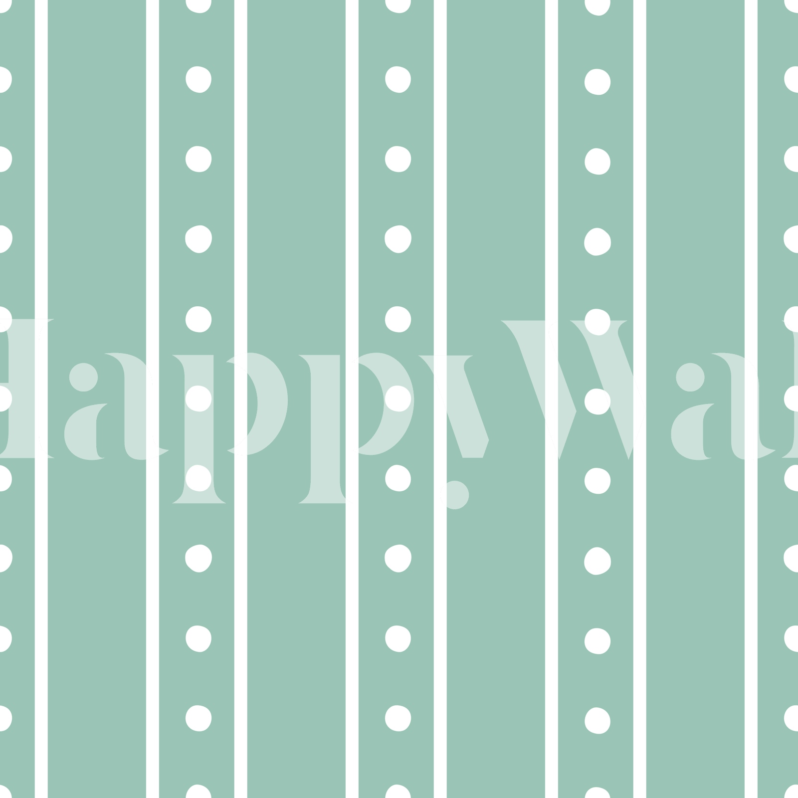 Mint and White Spotted Snow Stripe Wallpaper