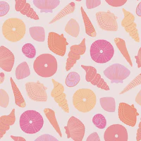 coastal shells in warm pink apricot and peach wallpaper