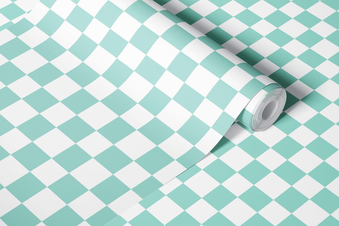 Babyshower - Retro Teal Grid wallpaper roll