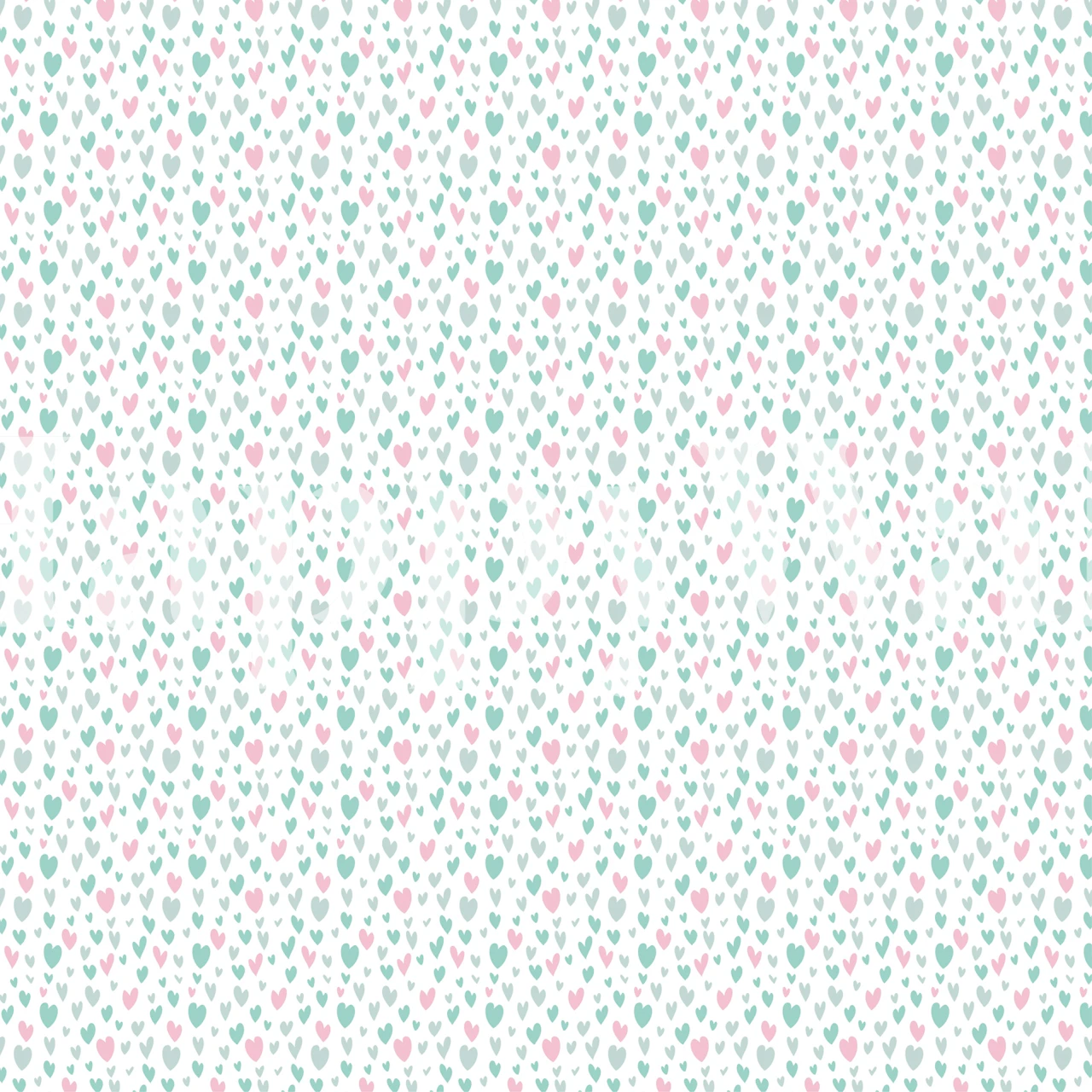 Pastel hearts in pink and teal on white background wallpaper