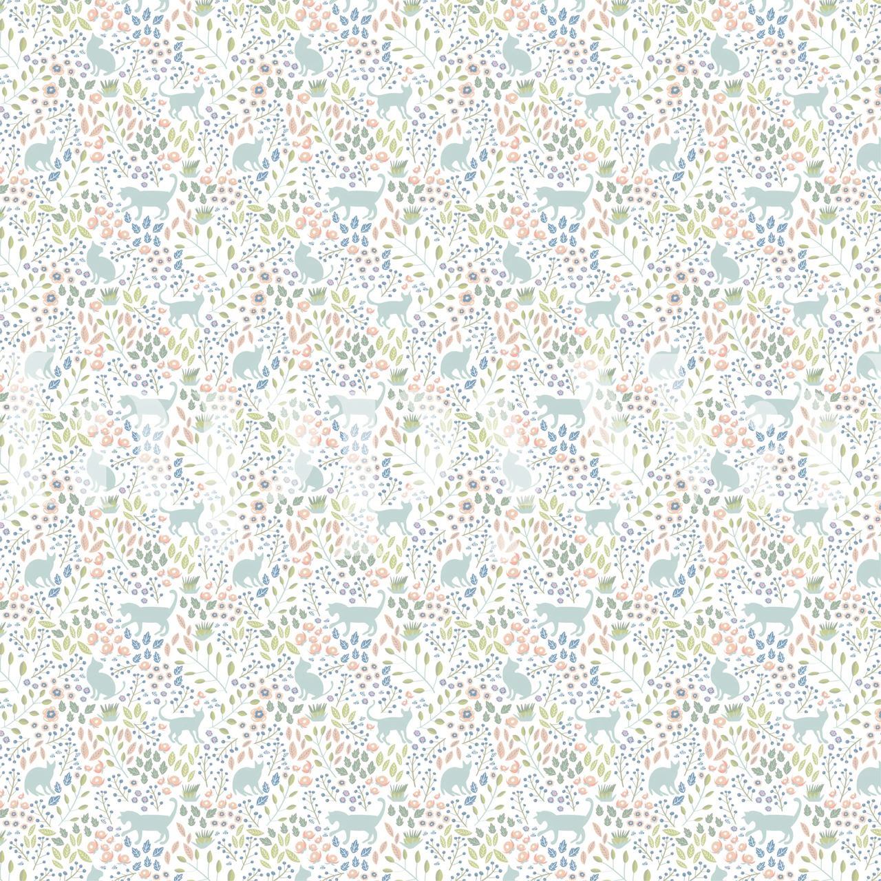 Cats Garden Delight wallpaper in a room setting