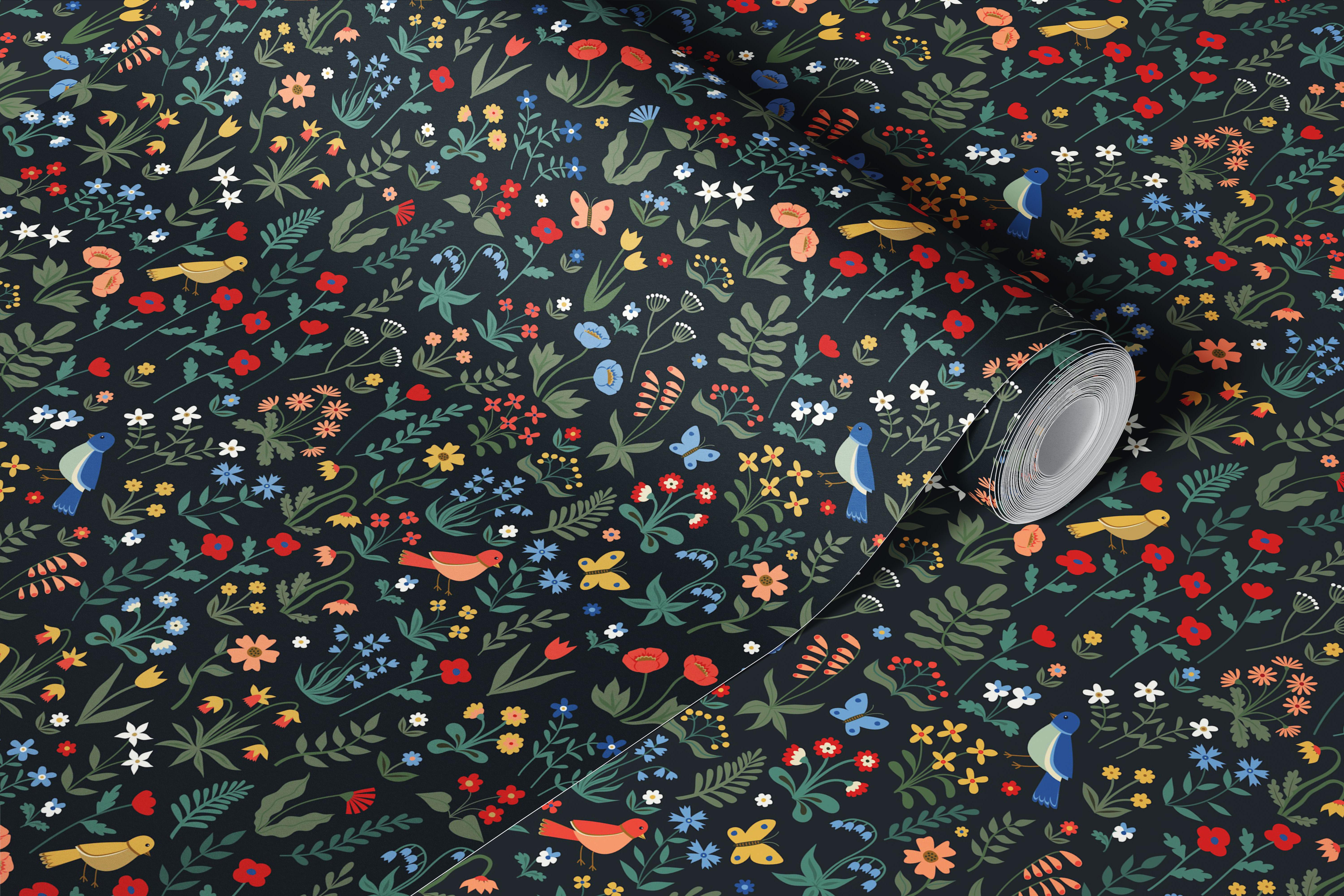 Medieval Floral Tapestry wallpaper in a room