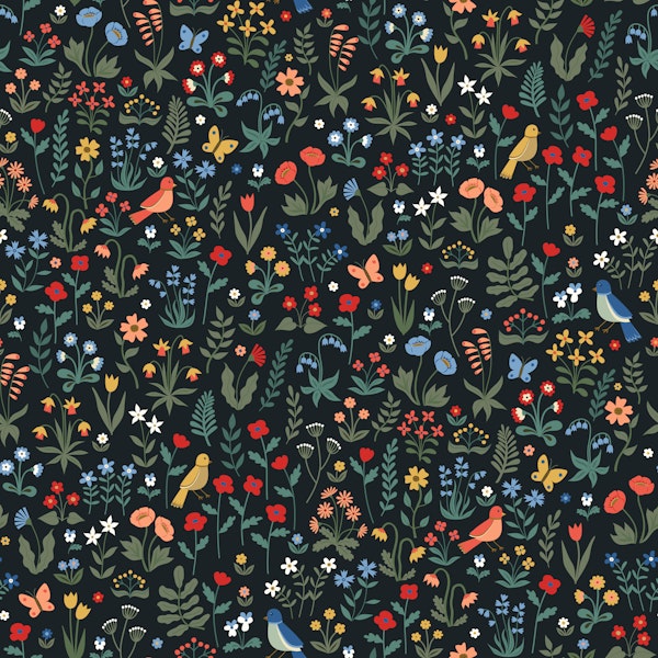 Medieval Floral Tapestry - black - small