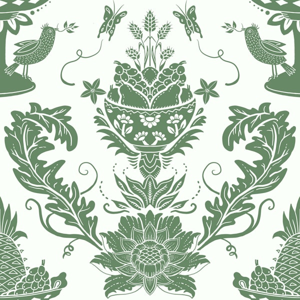 Fruit bowl with birds