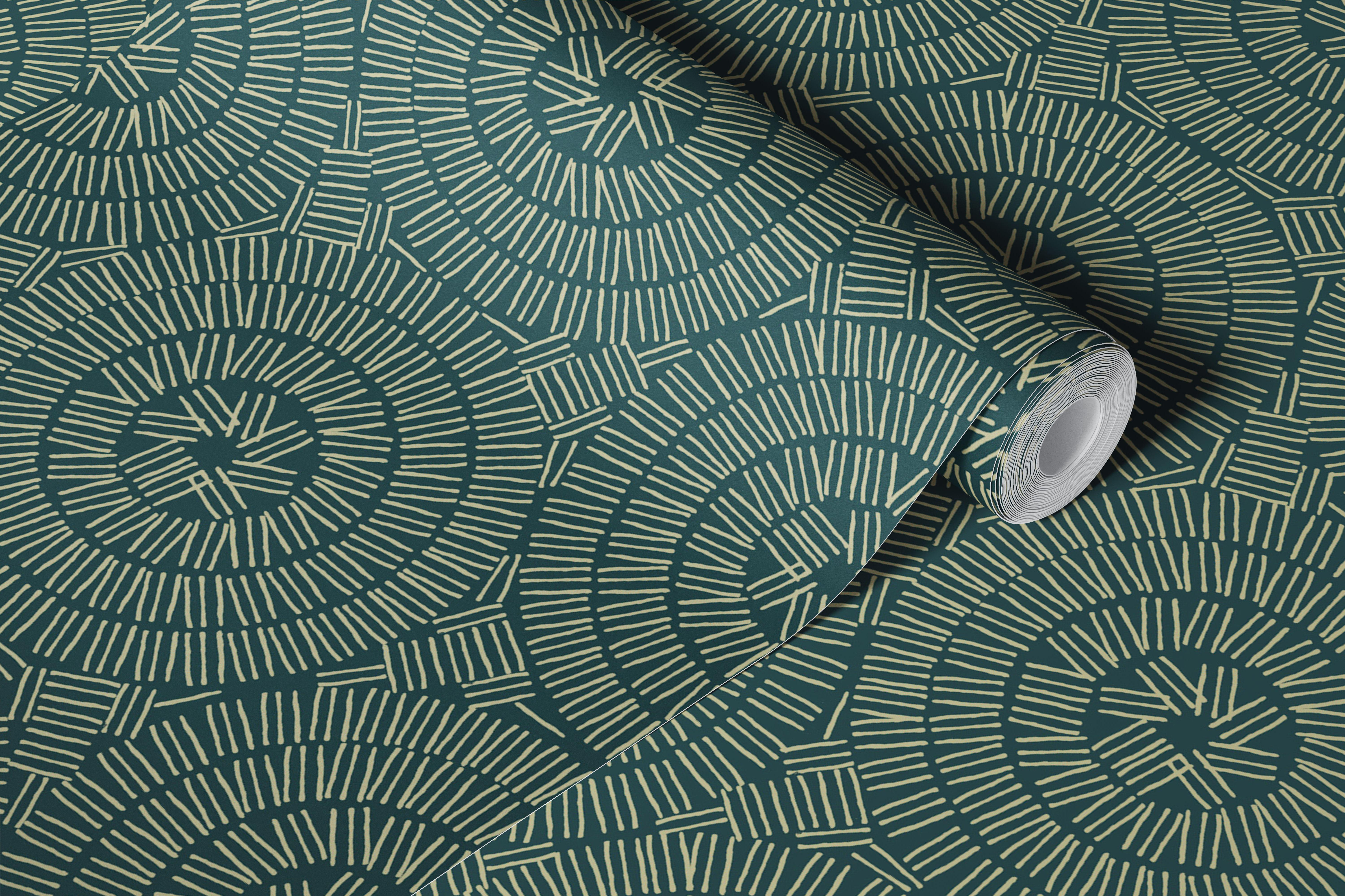Boho wallpaper com Tribal Shapes em Dark Green