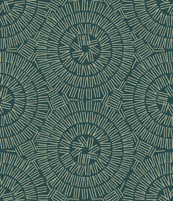 Boho Lines Circles Tribal Shapes Dark Green