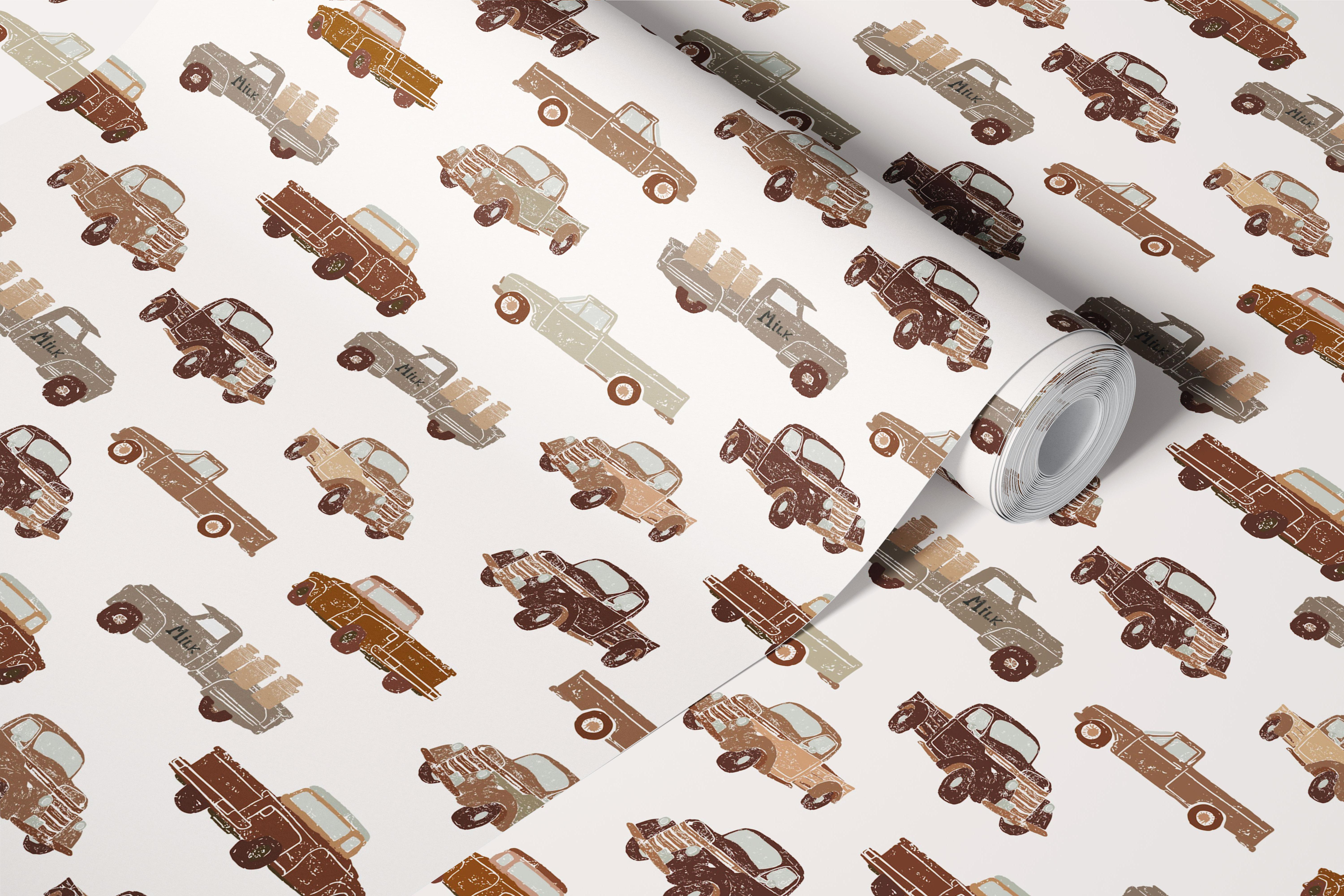 Ταπετσαρία Vintage Pickup Trucks σε ένα δωμάτιο