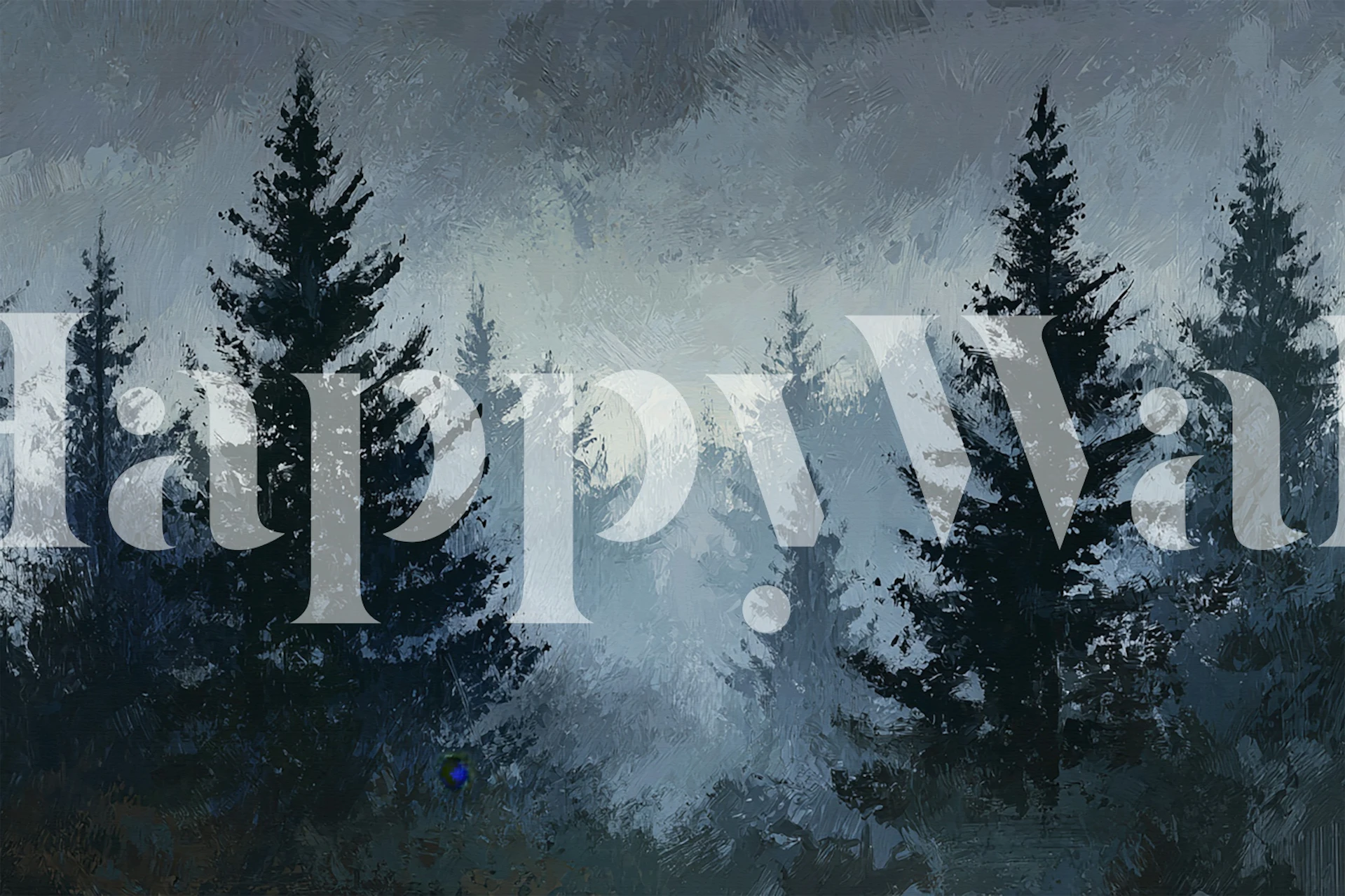 Papel de parede Misty Dark Forest Landscape em um quarto