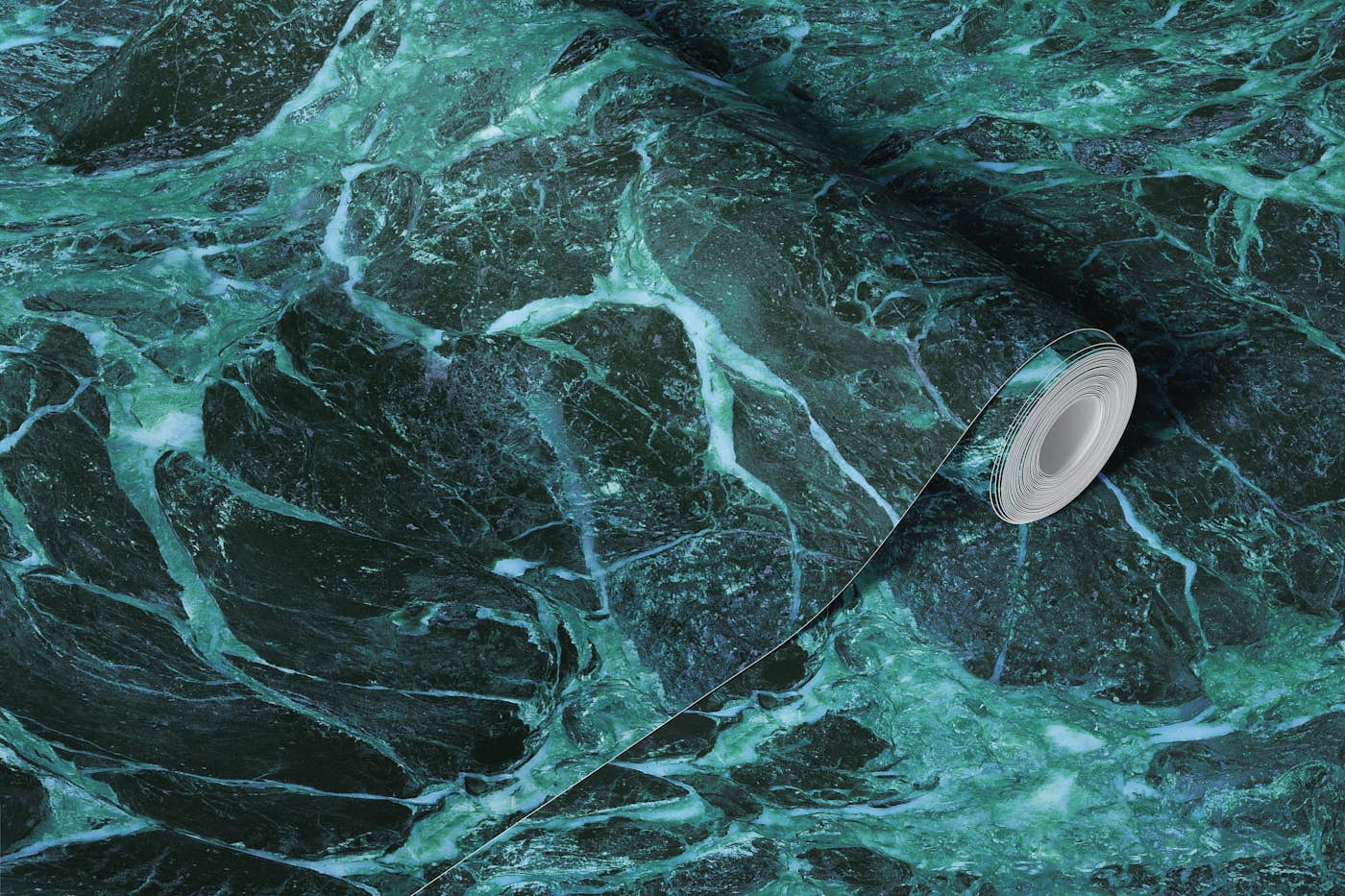 Verde Alpi Italian marble wallpaper roll