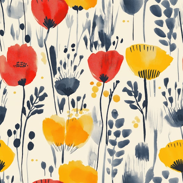 Bold Watercolor Floral Pattern