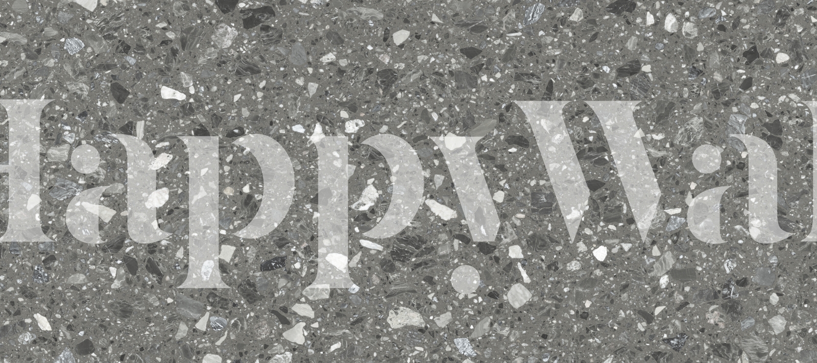 Dark Grey Terrazzo-tapetti huoneessa