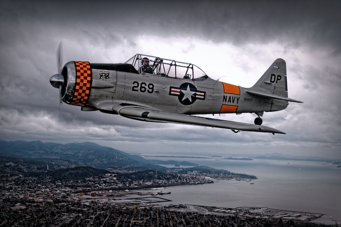 Vintage Aircraft Wallpaper in Gray and Orange
