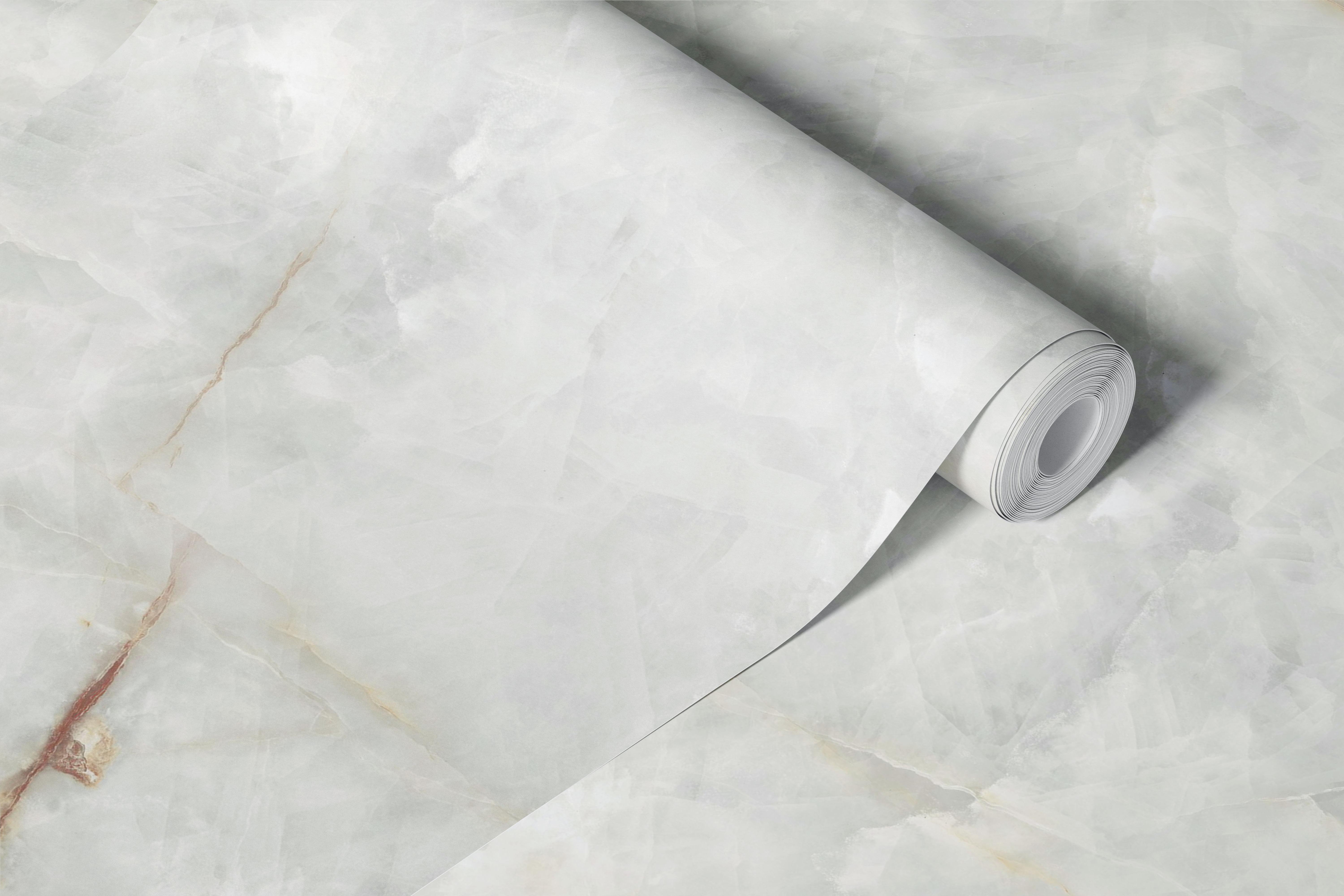 White marble wallpaper with gray and beige veining texture