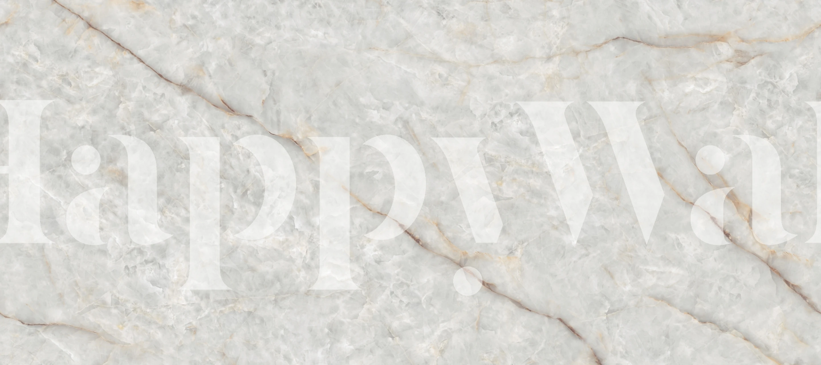 White marble texture with grey and gold veining wallpaper
