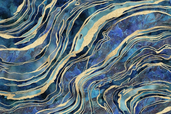 Blue Gold Gemstone Marble