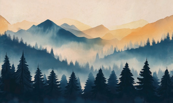 Misty Mountain Forest Landscape
