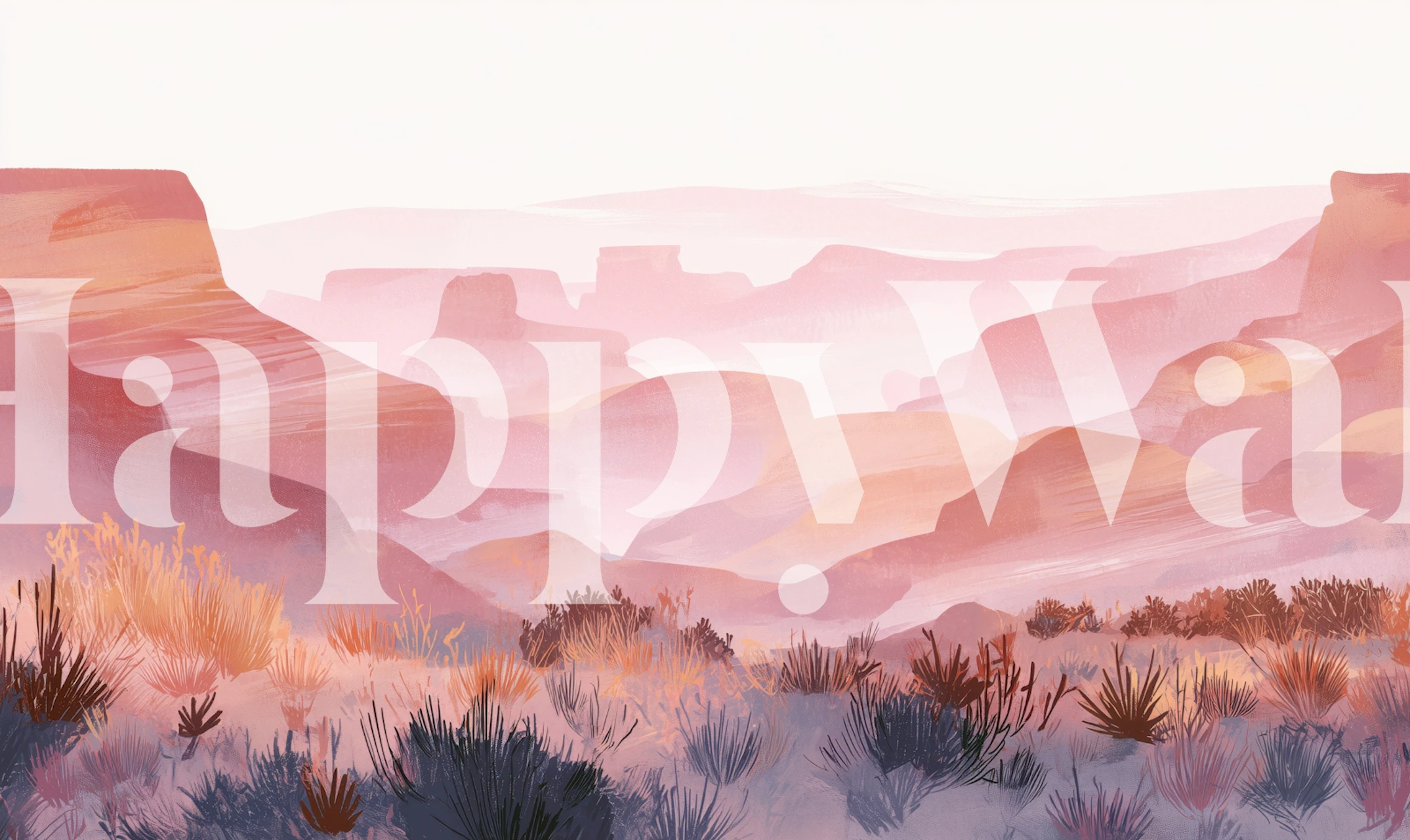 Pastel sunset canyon landscape with soft colors and layers wallpaper