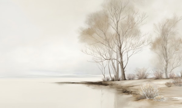 Winter Shoreline Trees Landscape
