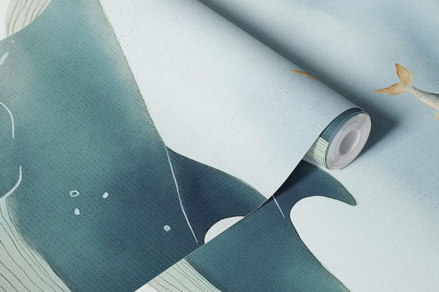 Ocean Adventure Watercolor Whale and Sea Life wallpaper roll