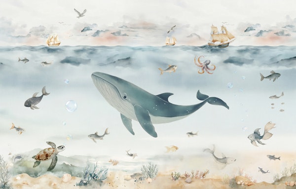 Ocean Adventure Watercolor Whale and Sea Life