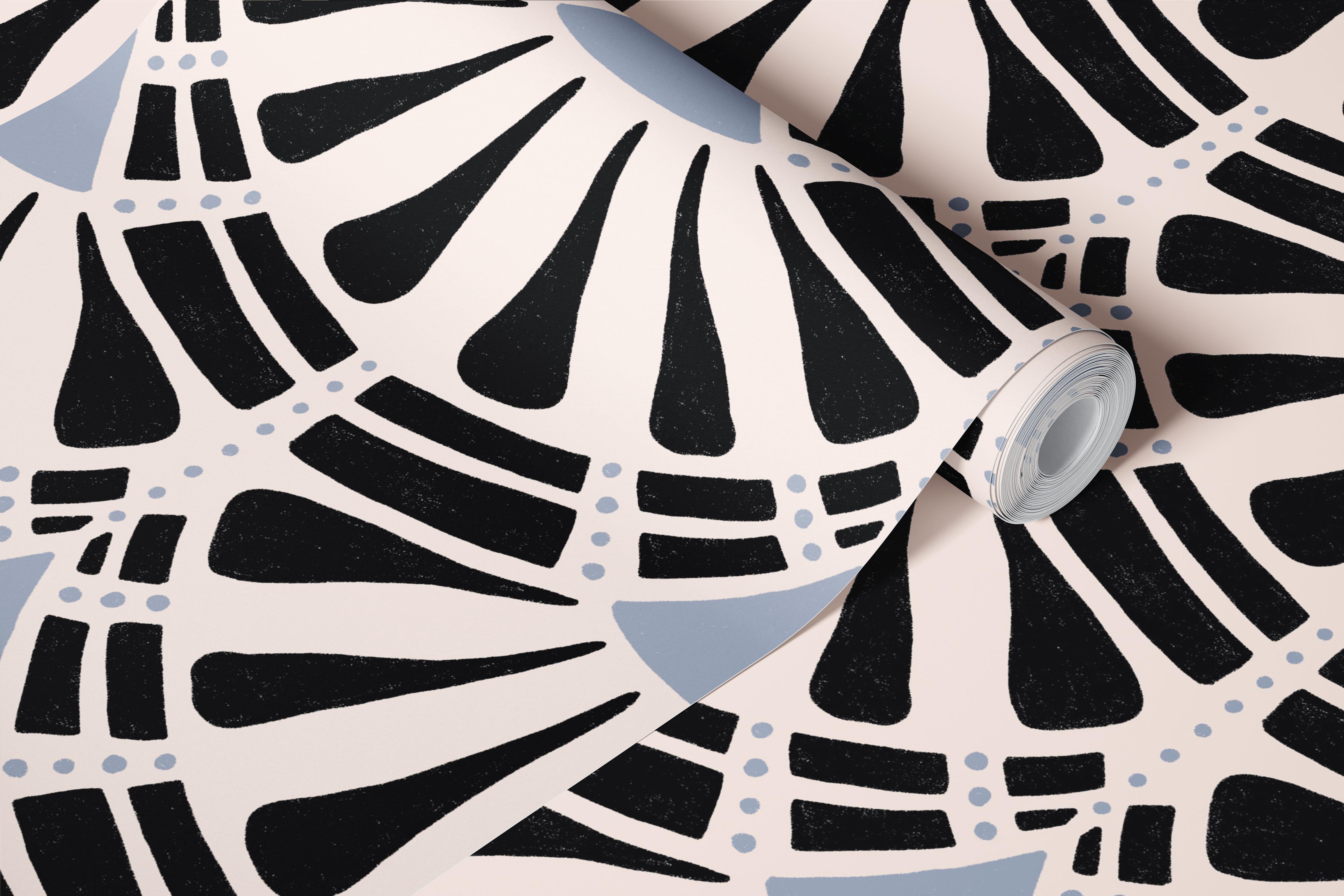 Geometric pattern in black and grey on light background wallpaper