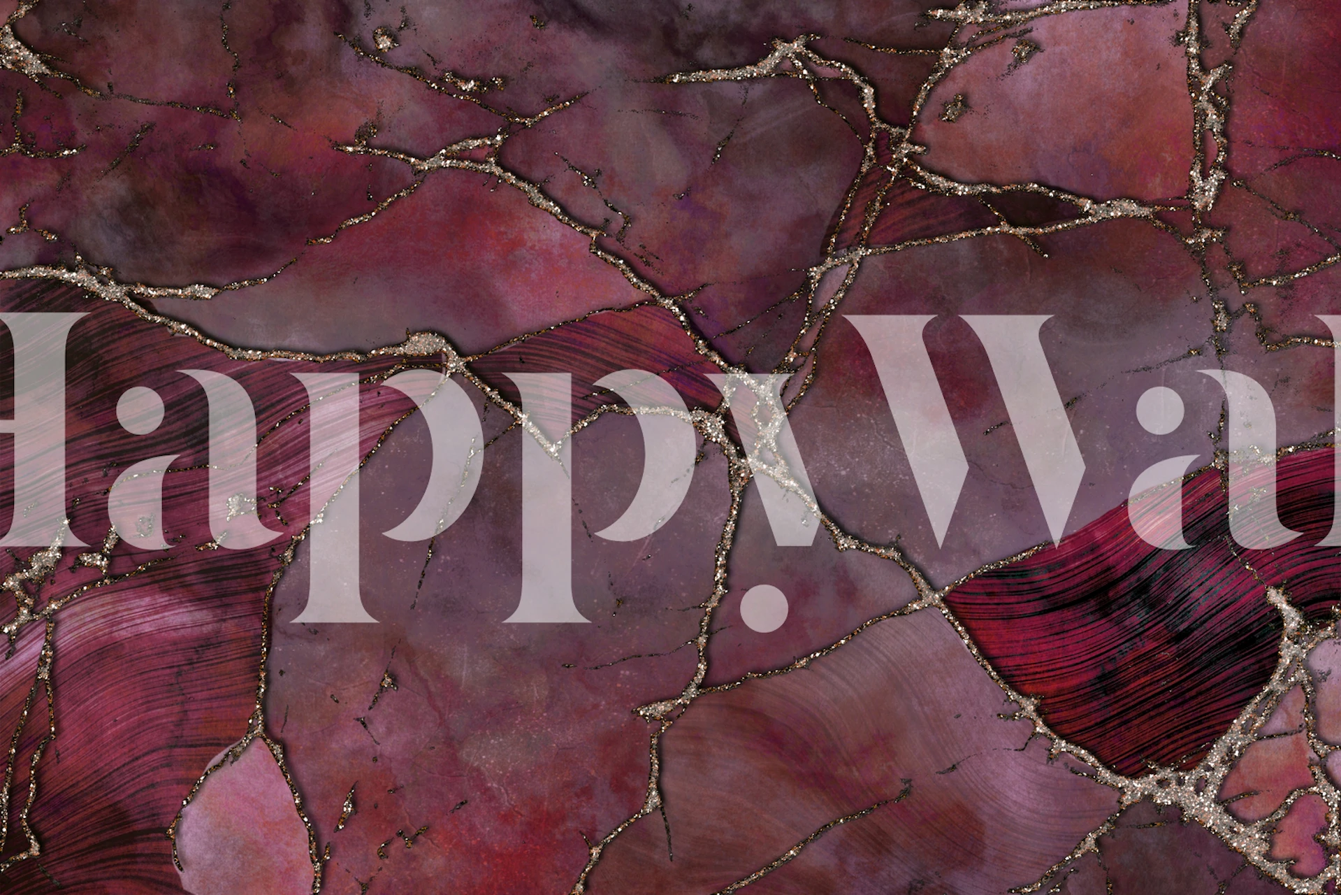 A luxurious red marble gemstone textured wall mural with crimson and burgundy hues and gold veining